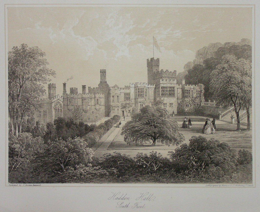 Lithograph - Haddon Hall, South Front - Newman